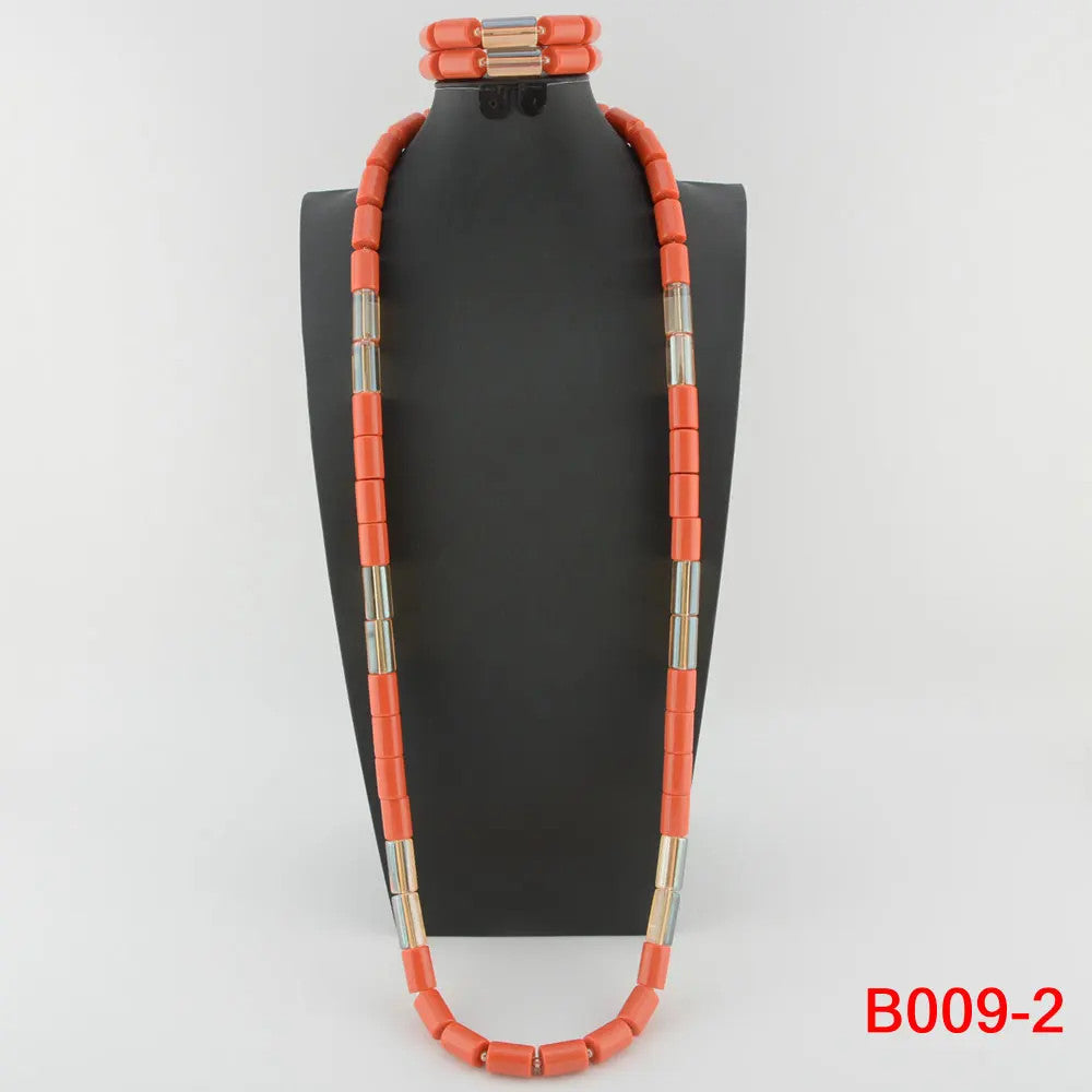 Traditional Nigerian Wedding Artificial Coral Beads Bridal Jewelry Sets African