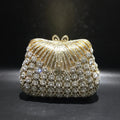 Women Gold Color Flower Rhinestones Clutch Bags Crystal Evening Purse Stones
