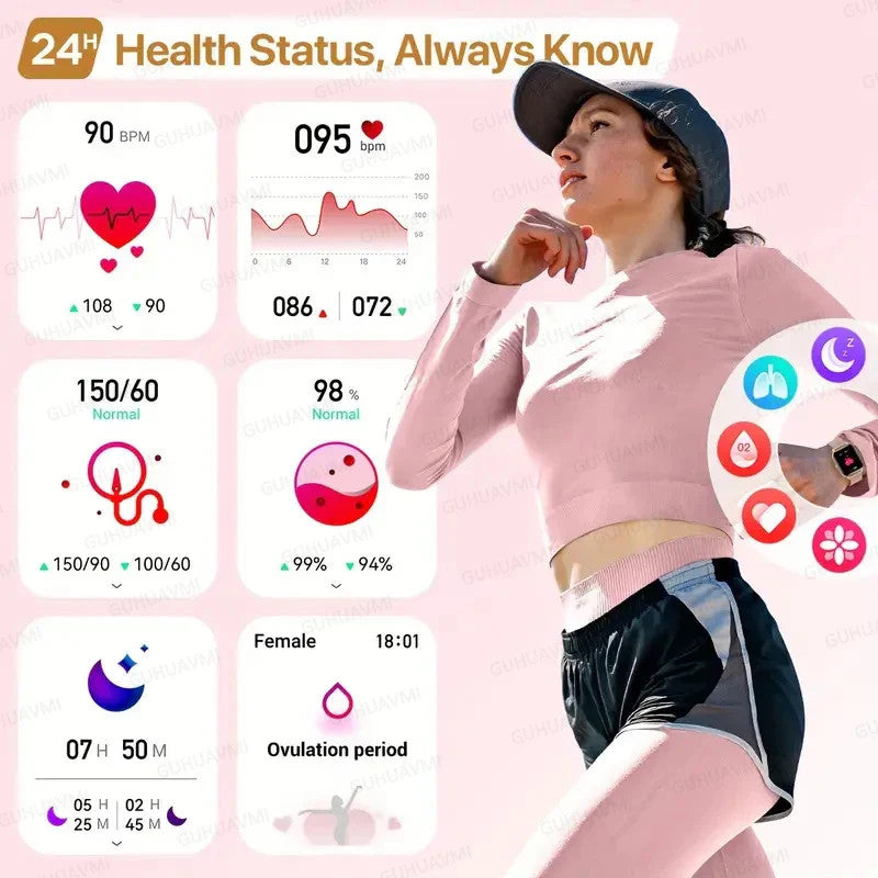 2025 New Smartwatch Women AMOLED HD Screen Always On Display Bluetooth Call