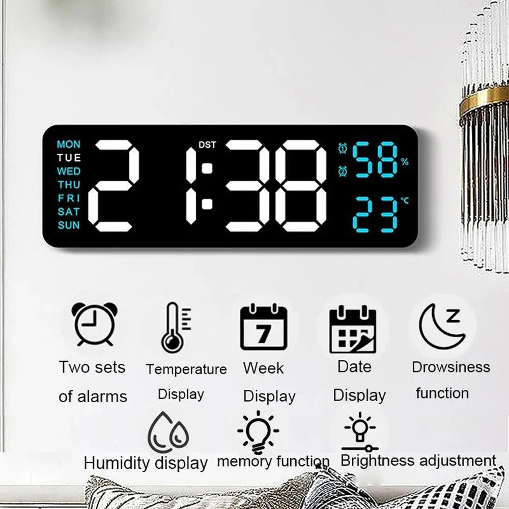 Digital LED Alarm Clock with Calendar,Temperature and Humidity. Acrylic or
