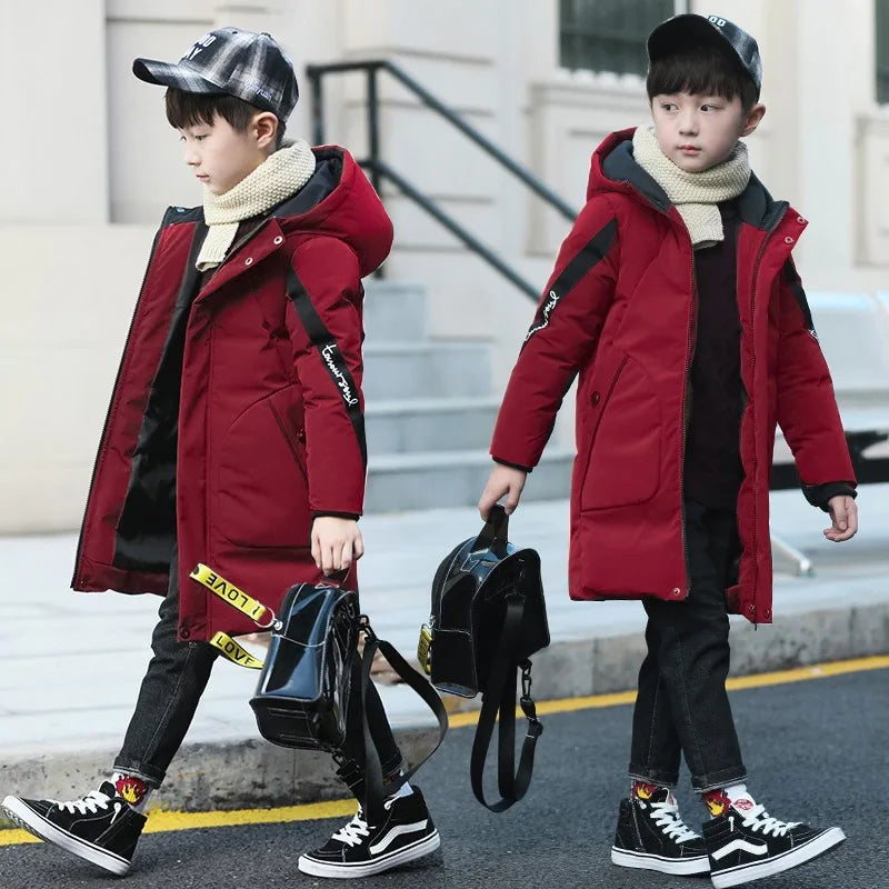 5-12 Years Old Boys Jacket 2023 Winter New Thicken Keep Warm Hooded Camouflage