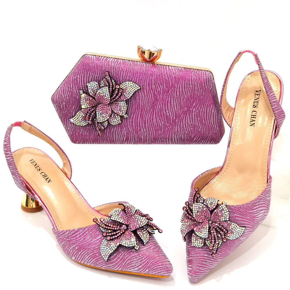 FASHION SHOE Sandals Women 2022 High Heels sexy Green Color Rhinestone Flowers