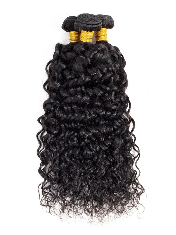 Water Wave Human Hair Bundles Curly Deep Wave 3 Bundles Brazilian Natural Black