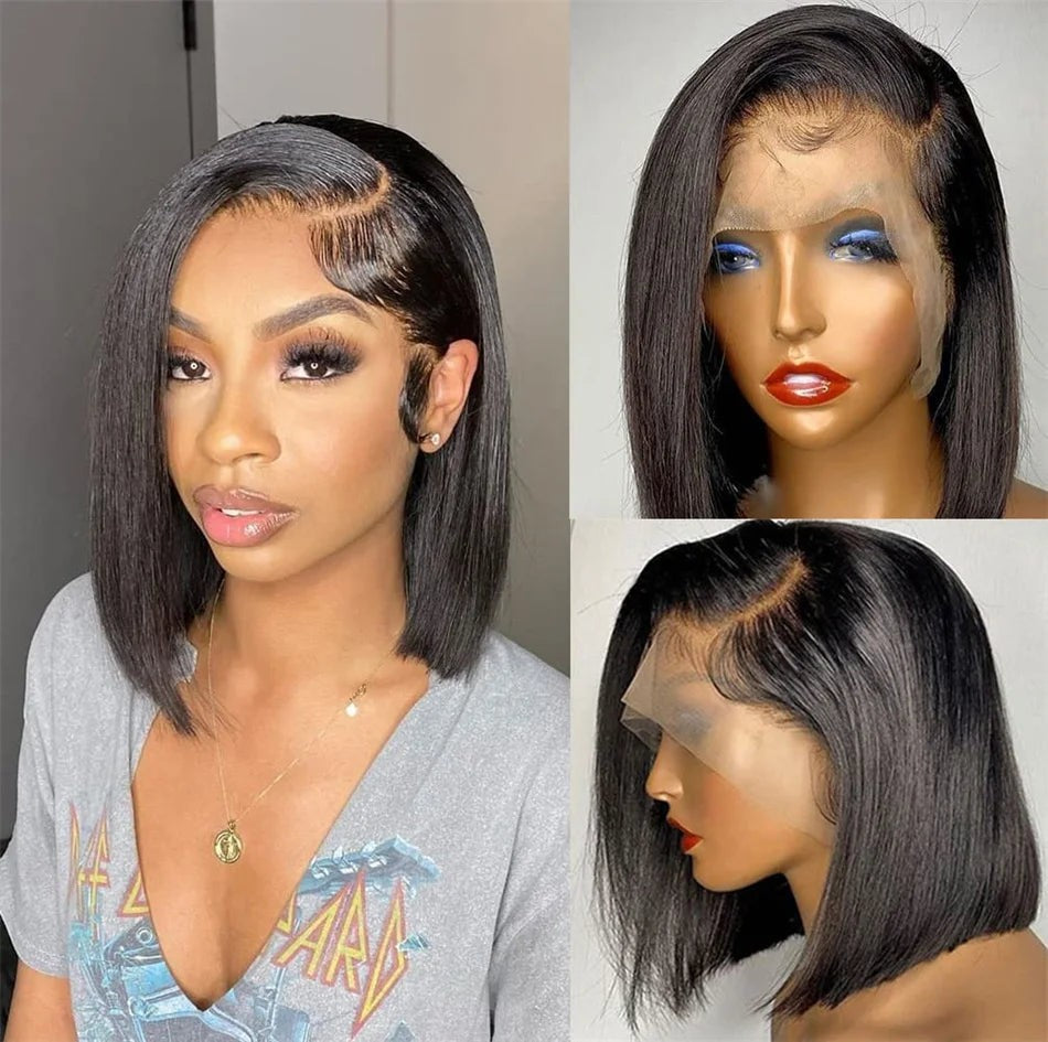 100% Vietnamese Super Double Drawn Bone Straight 13x4 Frontal Bob Wig with