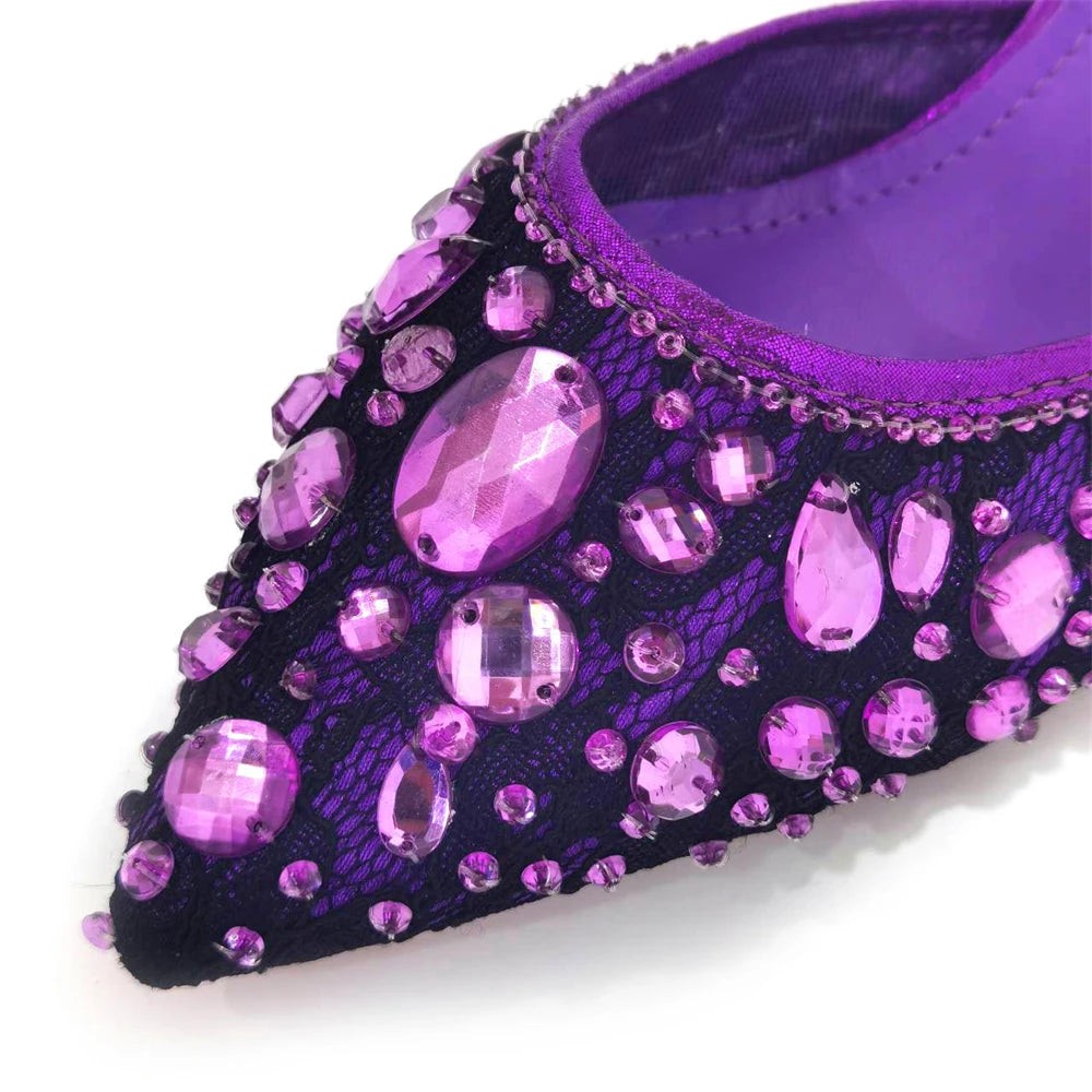 3D Bling Pointed Toe Slingback Heels — Shoes Only or With Matching Bag | 7 Colours | EU 37–42