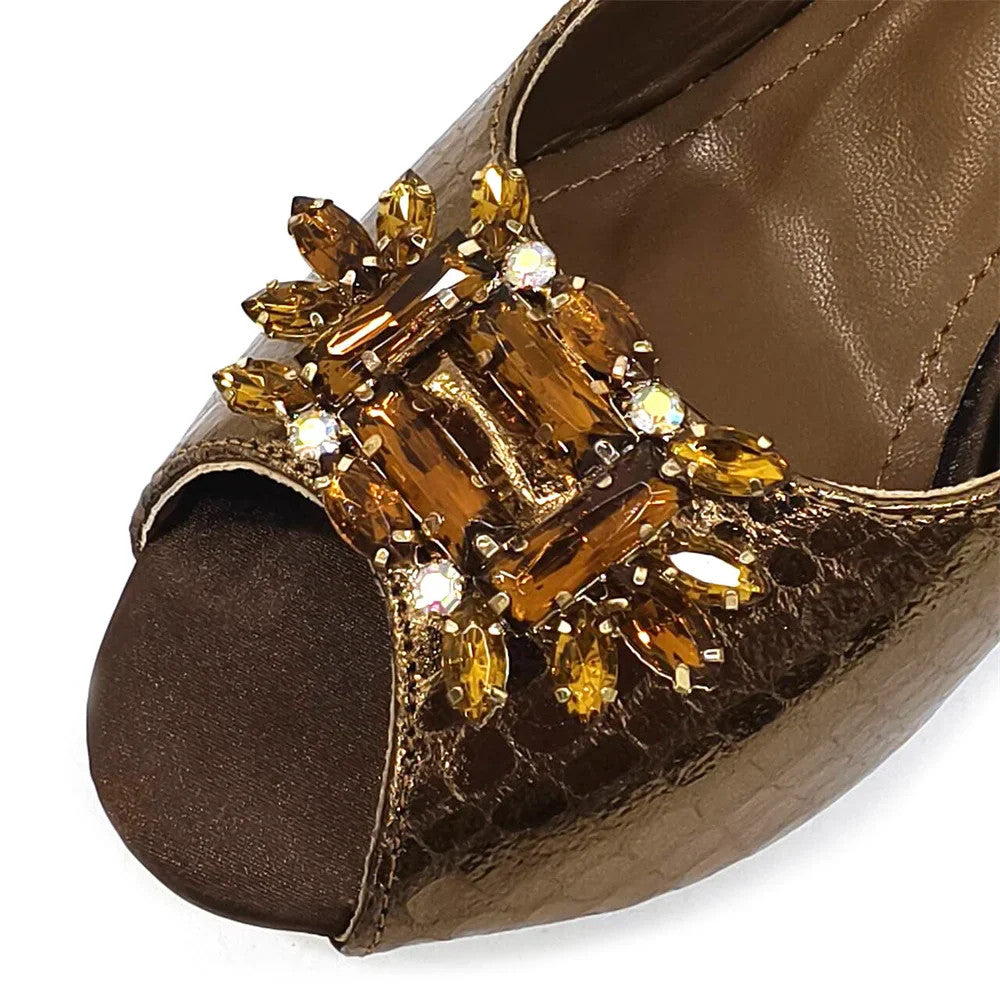 Rhinestone Bling Peep Toe Slingback Heels & Bag Set — 6 Colours | EU 37–43