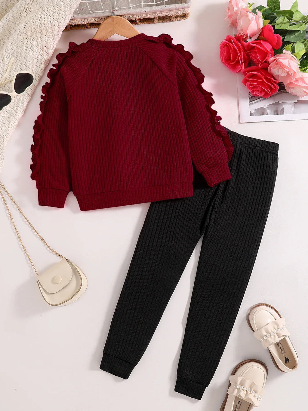 Spring and Autumn children fashion sports set girls sweater + casual pants