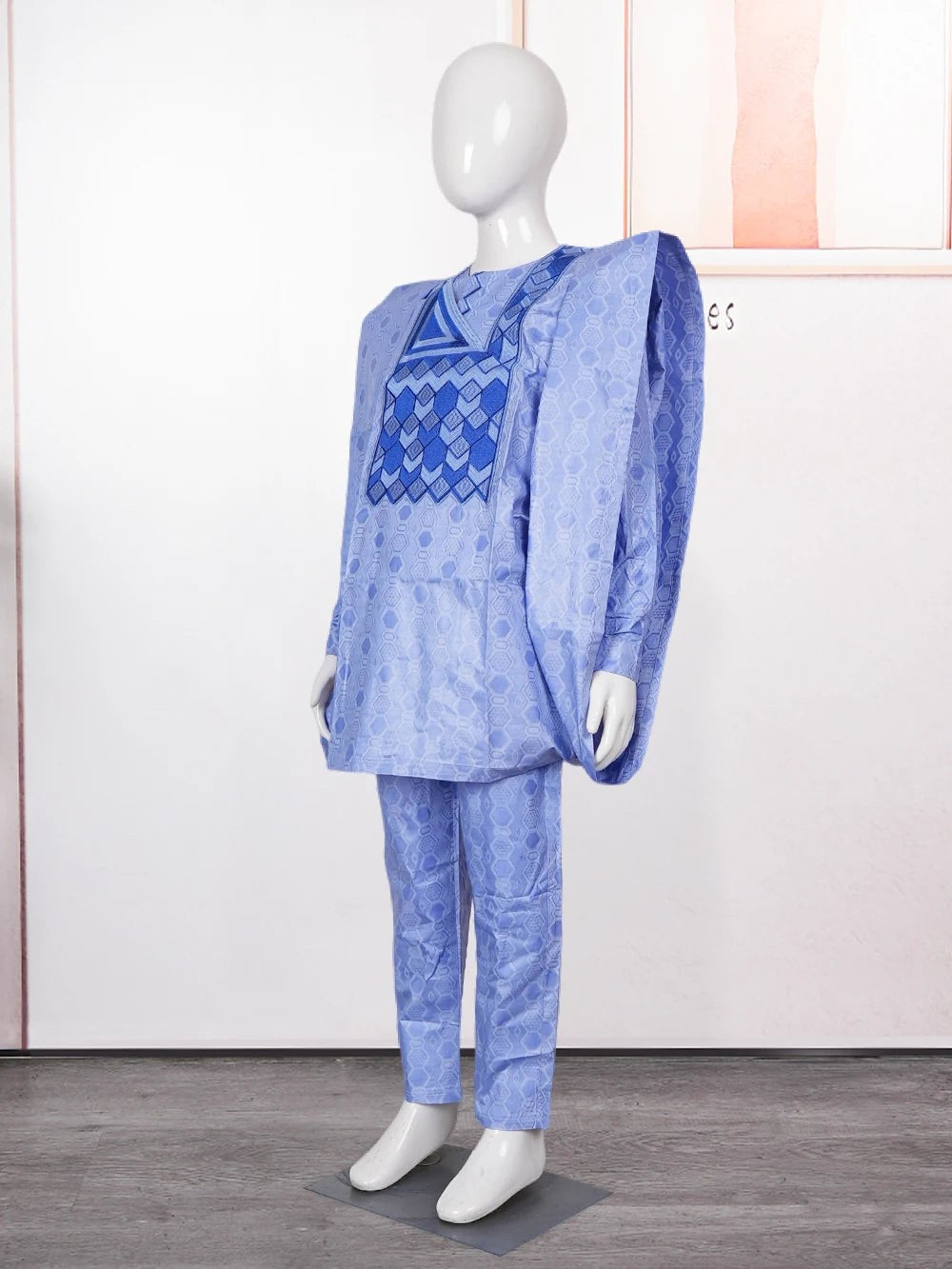 H&D New African Tradition Clothes For Kids Boys Blue Long Sleeve Tops