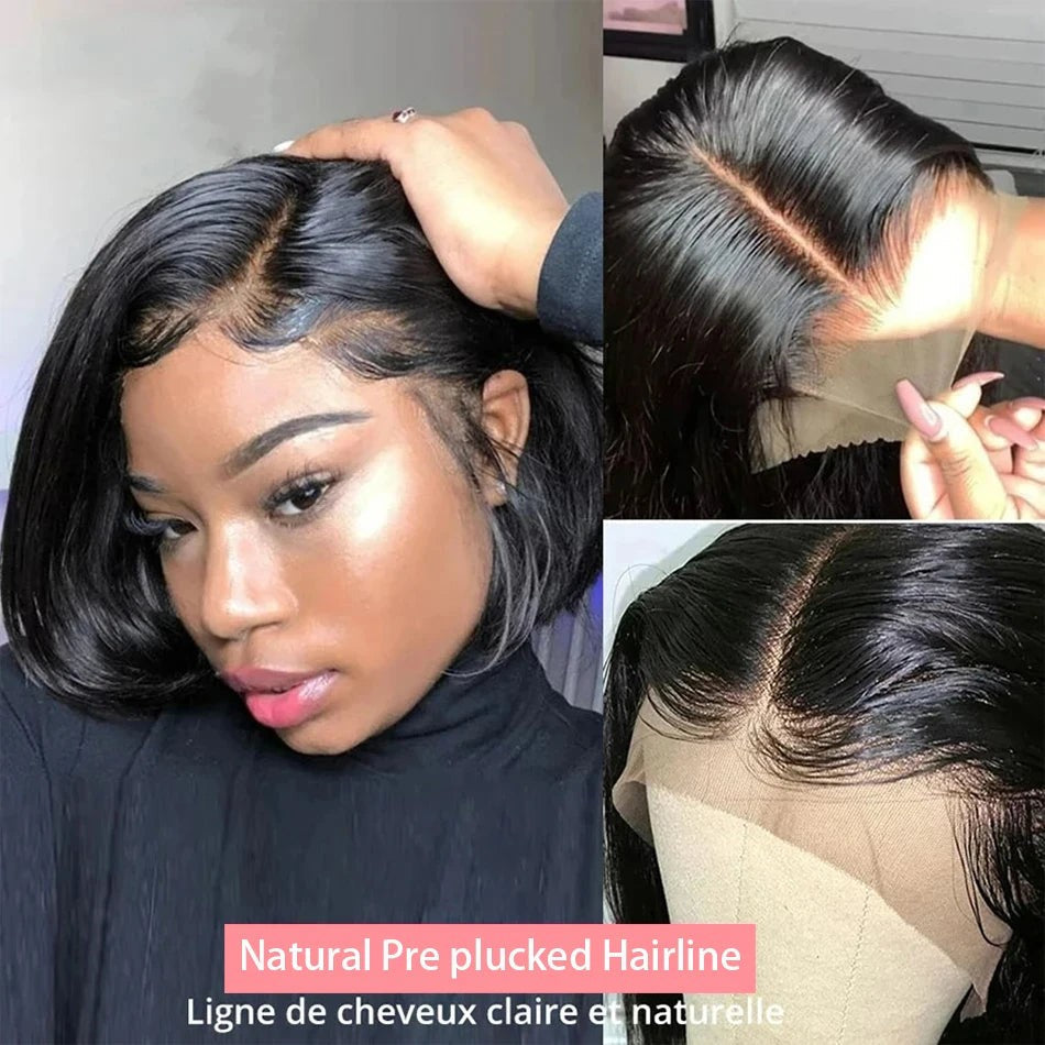 13x4 Straight Lace Frontal Bob Wig Pre Plucked 4x4 Human Hair Wigs Brazilian