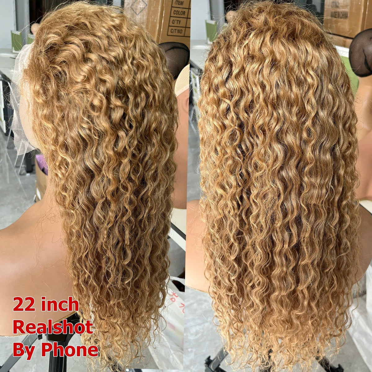 Honey Blonde Water Wave 4x4 Lace Front Wig 100% Human Hair Wigs for Women 13x4