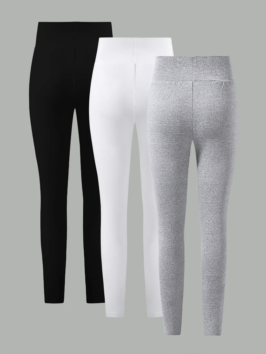 Spring and Autumn girls elastic knit base tight pants 3 pieces - black - white