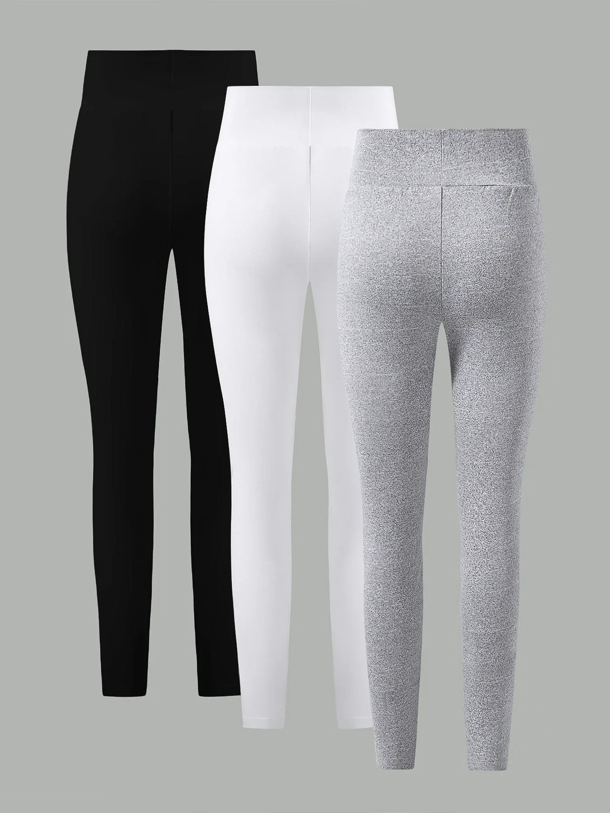 Spring and Autumn girls elastic knit base tight pants 3 pieces - black - white
