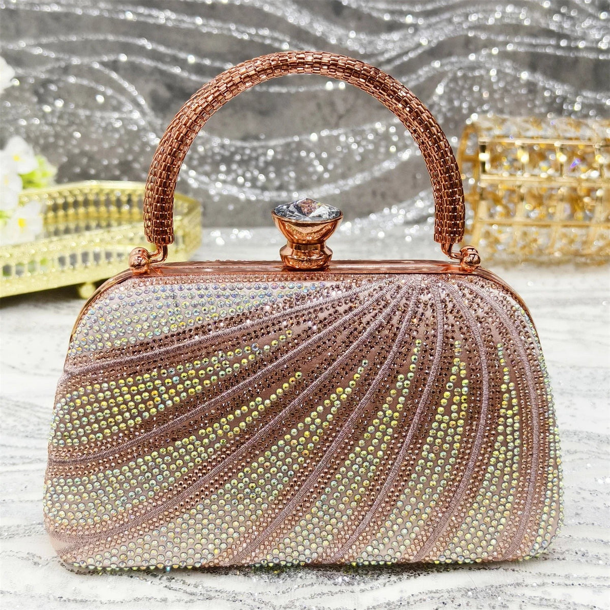 Diamond Studded Slingback Heels & Bag Matching Set — Butterfly Knot | 7 Colours | EU 37–43