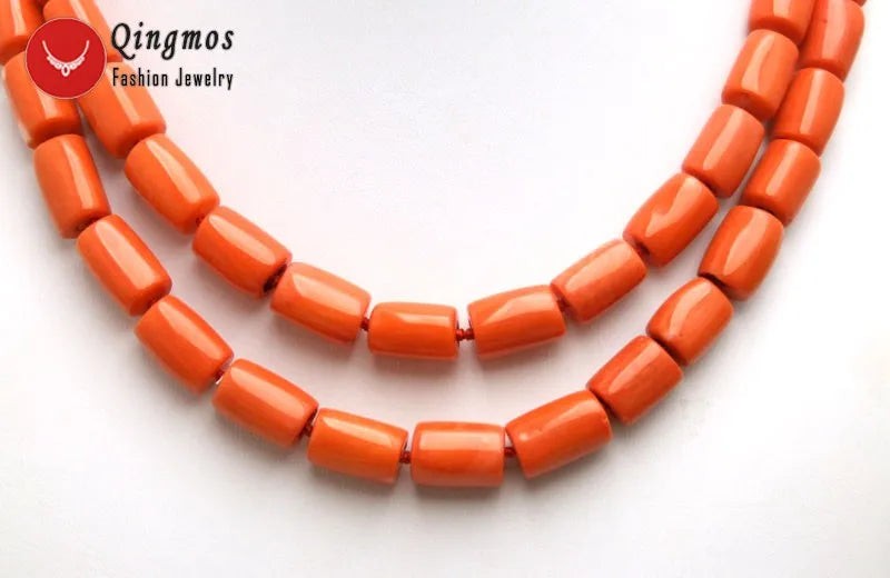 2 Strands Natural Orange Coral Necklace for Women Jewelry with Genuine 10-12mm