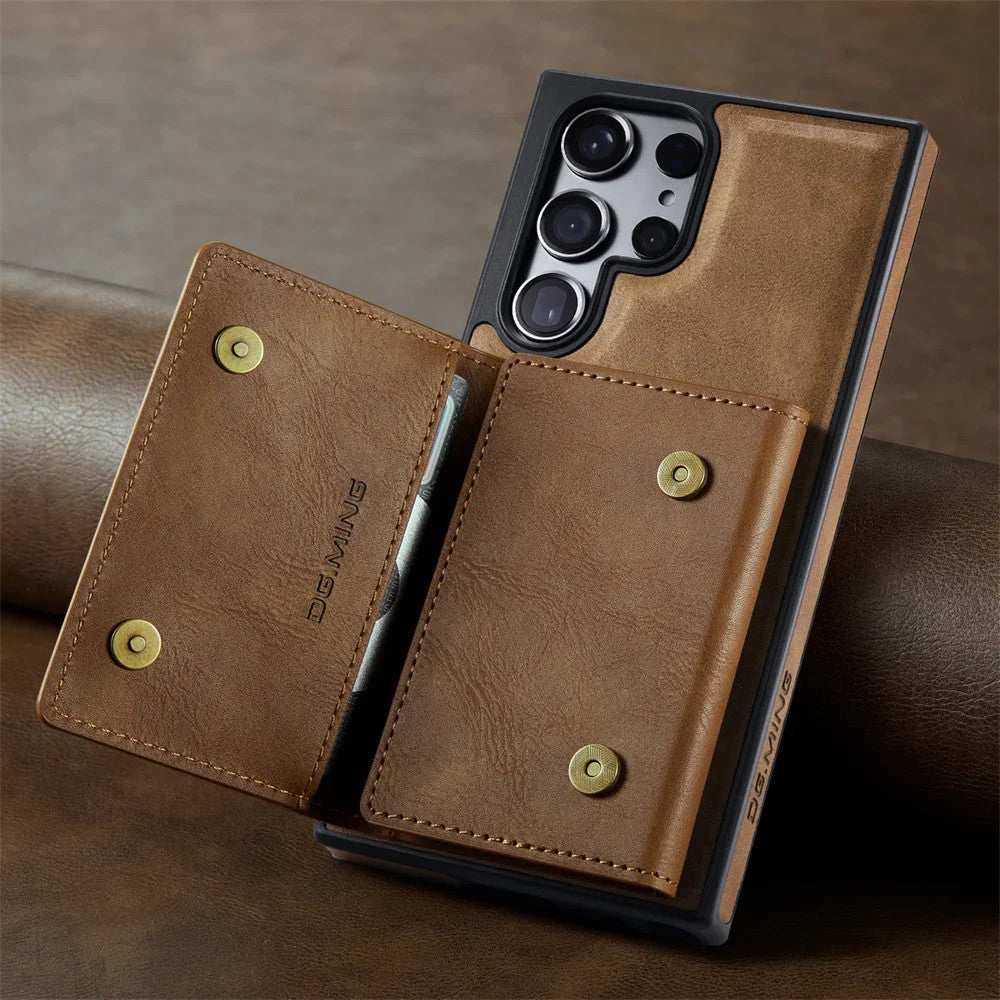 DG.Ming RFID Blocking Retro Flip Leather Case For Samsung Galaxy S25 S24 S22