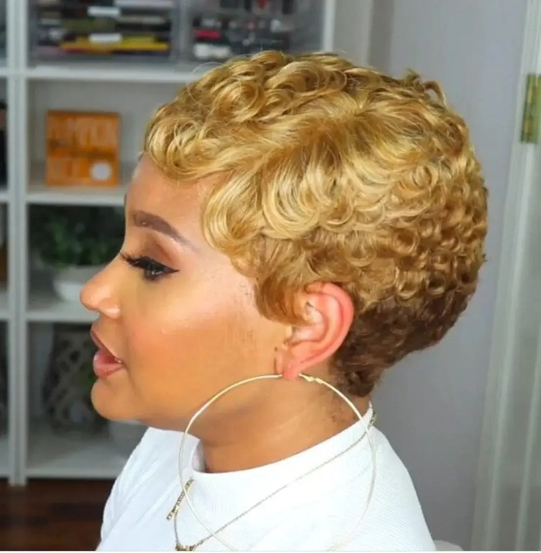 Short Afro Curly Pixie Cut Wig – Brazilian Remy Human Hair | Deep Wave Texture | 180% Density | Natural Colour