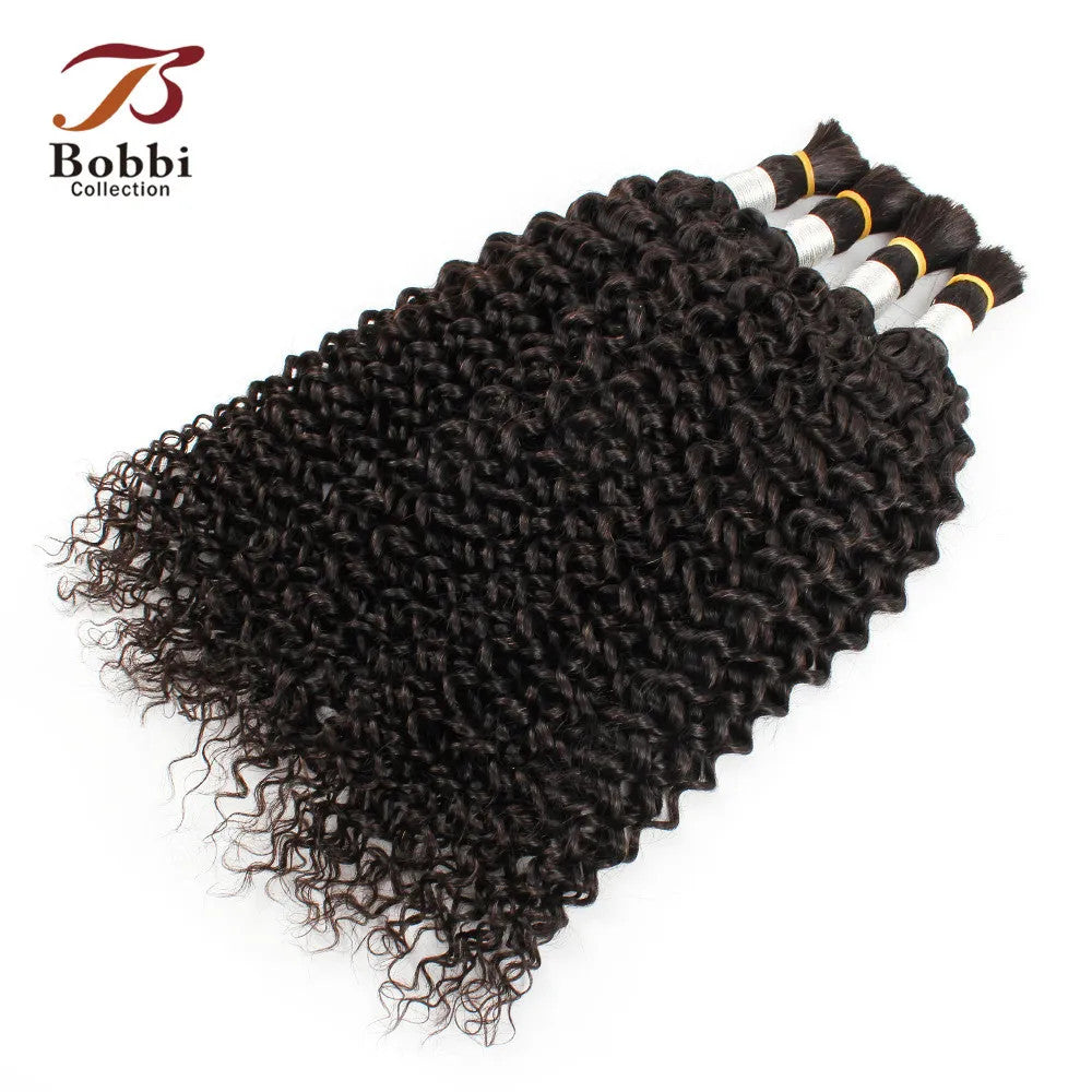 100% Human Hair Bulk for Braiding 1 Bundle Jerry Curly Natural Black Indian
