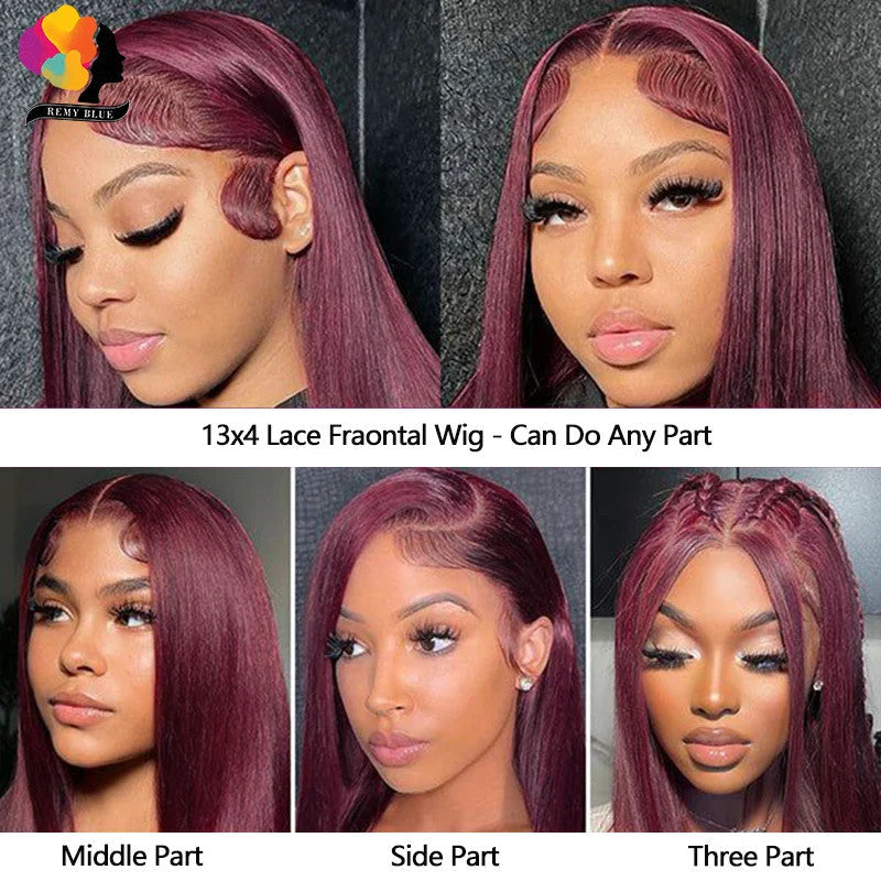 Colored Red Straight Lace Front Human Hair Wig 13x4 13x6 Transparent Lace