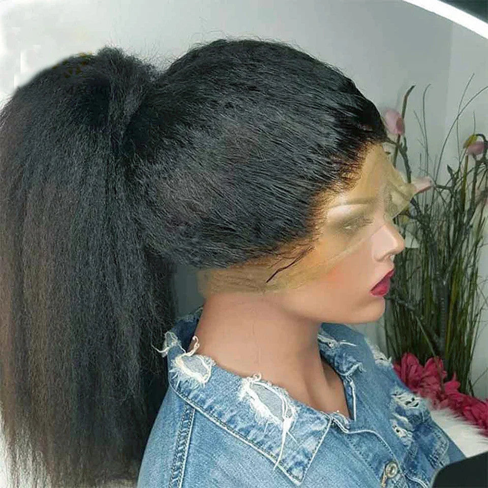 Yaki Straight Wig 360 Lace Frontal HD Human Hair Wigs Full Lace Kinky Straight
