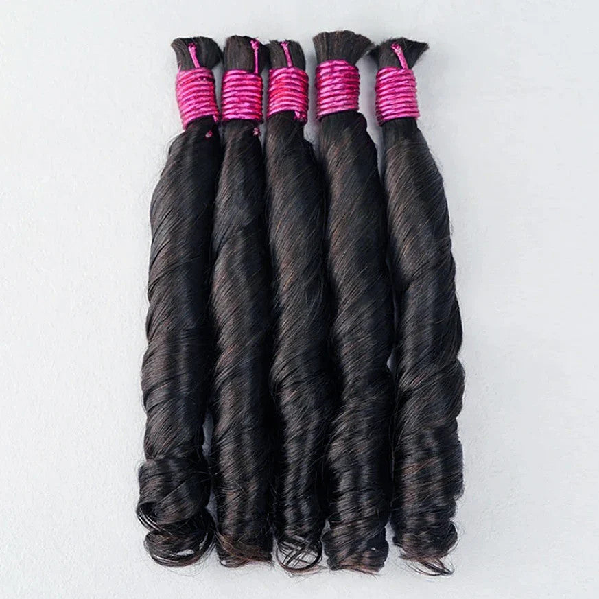 100g Human Hair Bulk for Braiding French Curls Boho Braids Loose Wave Romance