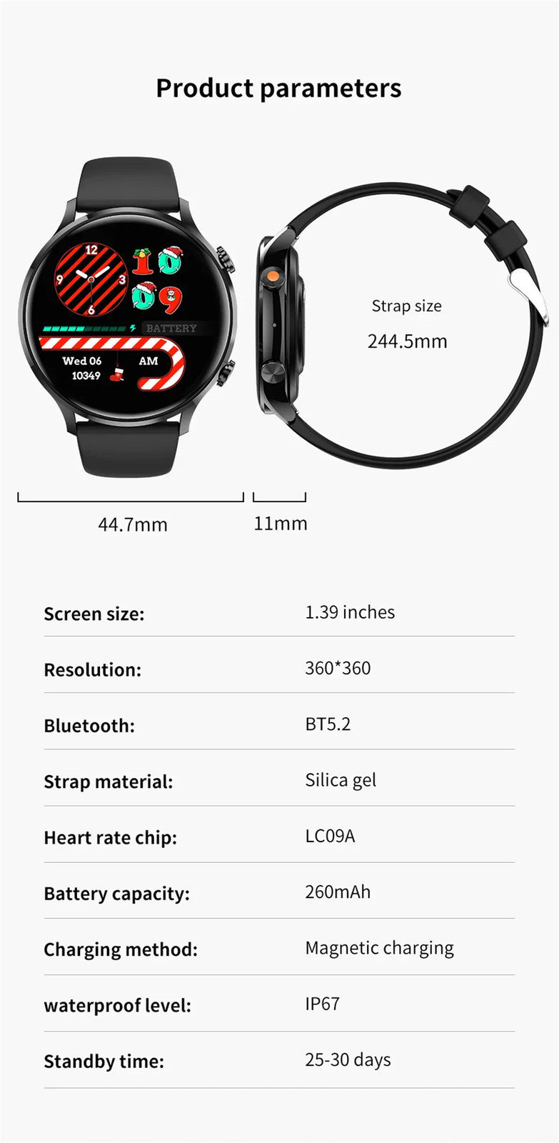 2025 New Smartwatch Women AMOLED HD Screen Always On Display Bluetooth Call