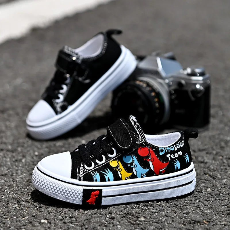 Kids' Animal Print Sneakers | Breathable Fabric | Hook & Loop | Unisex | EU 22–33 | Yellow, Red & Black