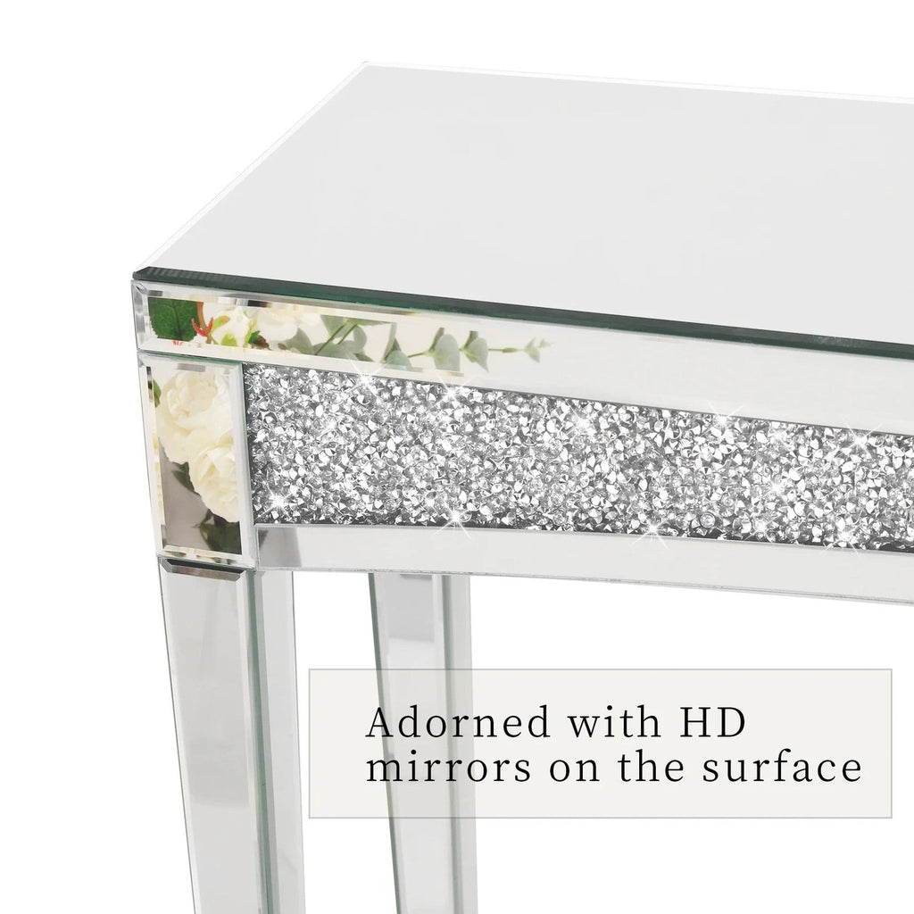 47.2" Mirrored Desk Silver Console Table for Living Room, Entryway And Foyers