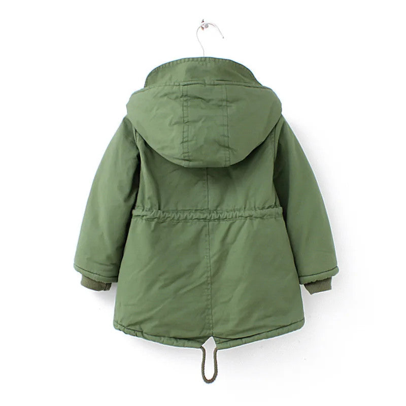 Winter Kids Clothes Plus Velvet Thicken Warm Jacket for Girls Casual Zipper