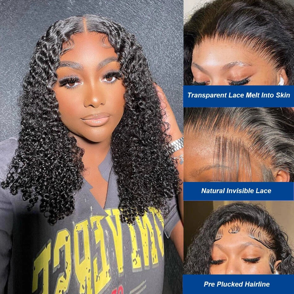 Afro Kinky Curly Short Bob Wig 13x4 Bob Wigs Human Hair Jerry Curly Lace Front