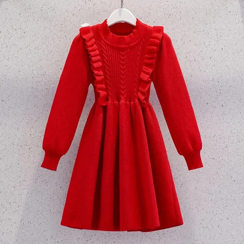 Women's Solid Color Casual Knit Sweater Pullover Autumn Winter Dress