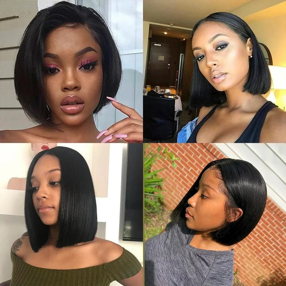 13x4 Straight Lace Frontal Bob Wig Pre Plucked 4x4 Human Hair Wigs Brazilian