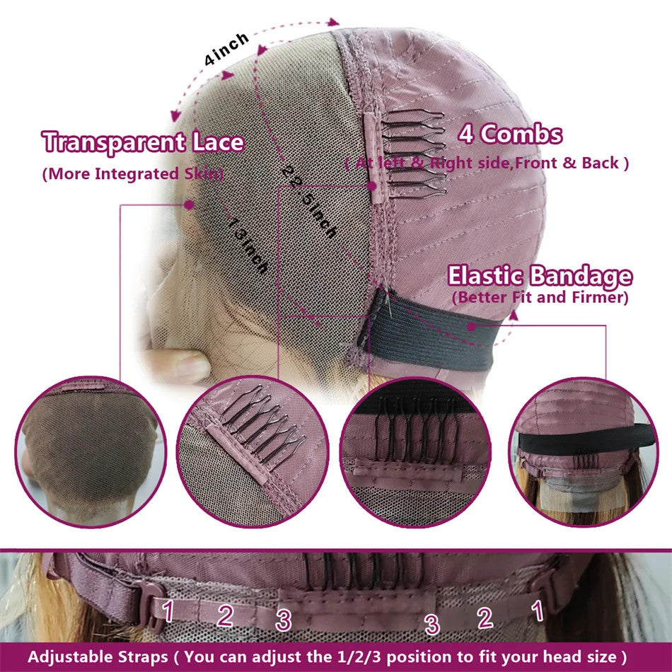 HD 13x4 Reddish Brown Lace Front Colored Glueless Human Hair Wigs Brazilian