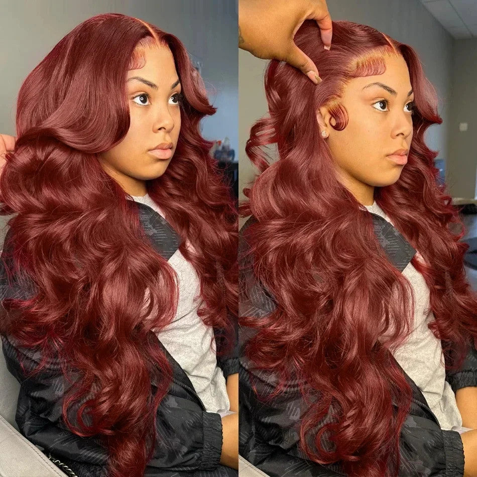 250% 30 32 Inch Brazilian 33# Auburn Reddish Brown 13x4 Hd Lace Front Wigs
