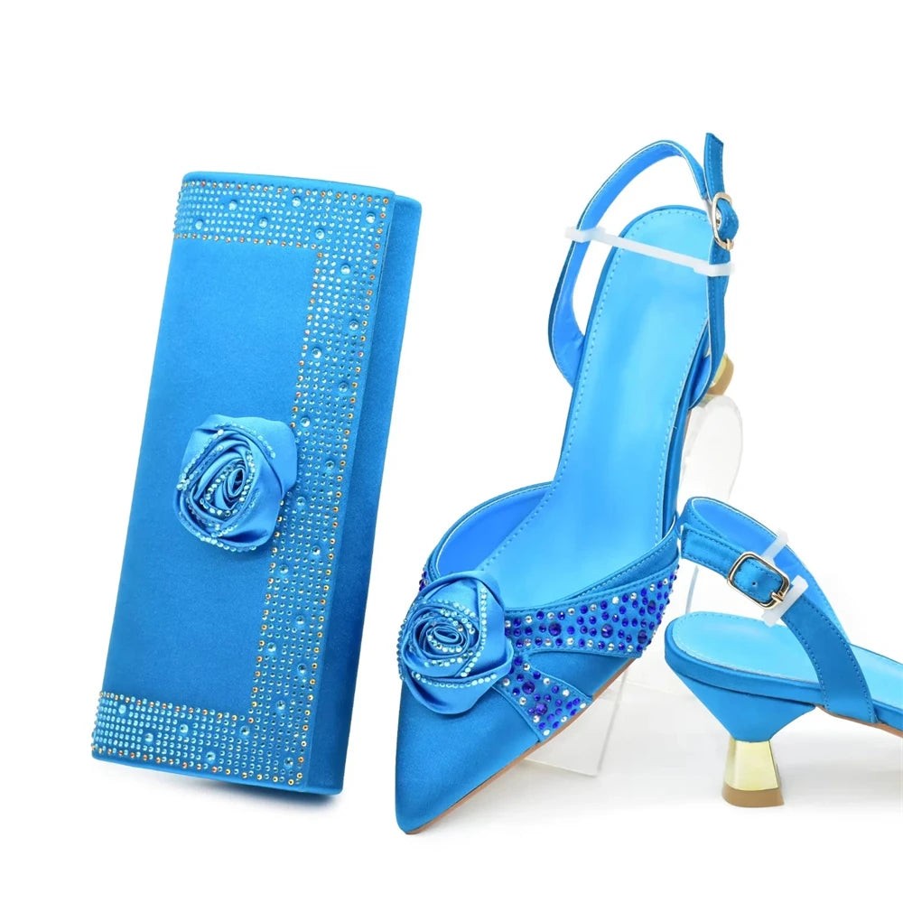 Crystal Rhinestone Spike Heel Pumps | Shoes & Matching Bag Set | EU 38–43 | Party & Wedding