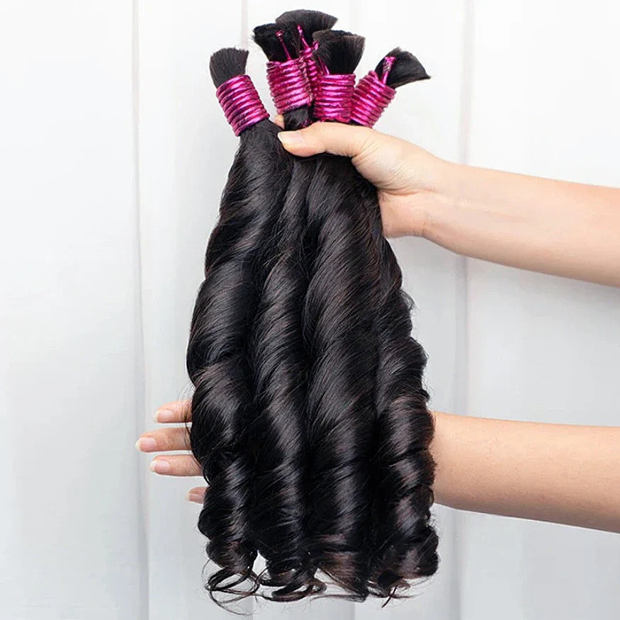 100g Human Hair Bulk for Braiding French Curls Boho Braids Loose Wave Romance