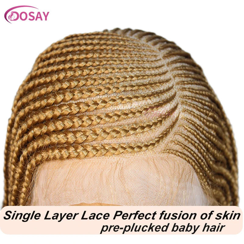 36" Cornrow Box Braided Wigs 613 Blonde Synthetic Wig for Women High Quality