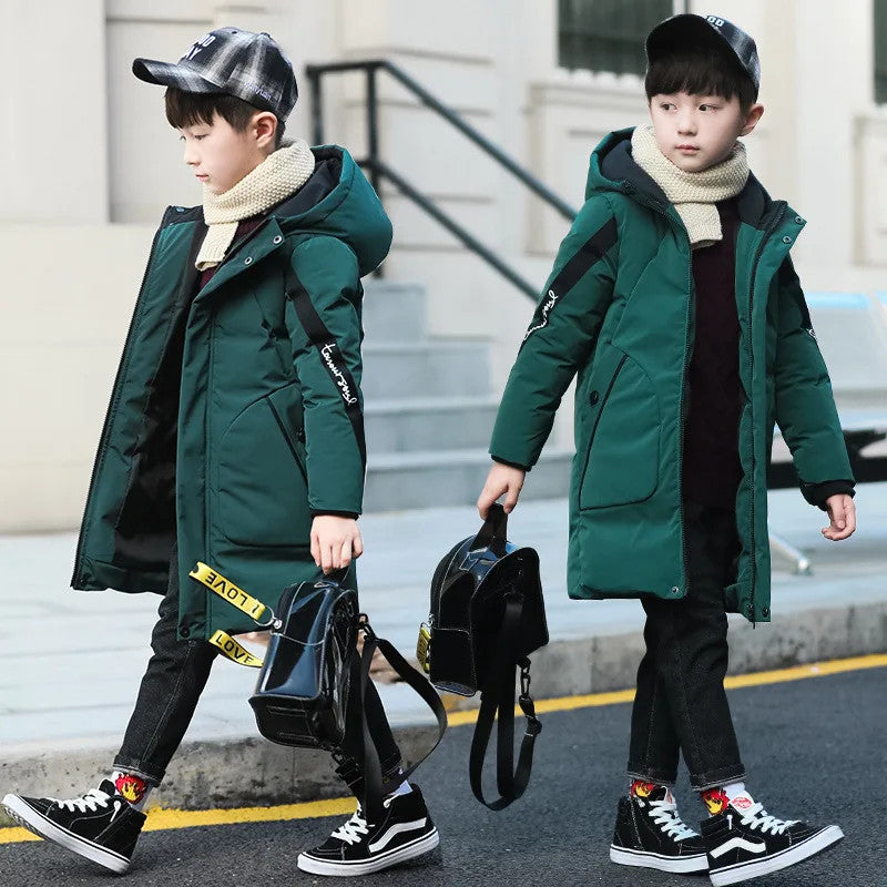 5-12 Years Old Boys Jacket 2023 Winter New Thicken Keep Warm Hooded Camouflage