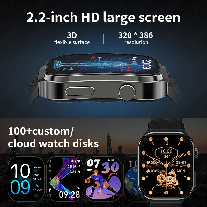AI Health Smartwatch for Men & Women with Blood Pressure Uric Acid & Blood