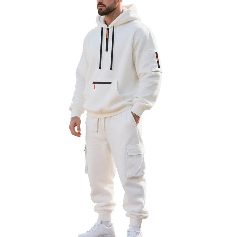 Men's 2 Piece Long Sleeve Athletic Full Zip Jogging Sweatsuits