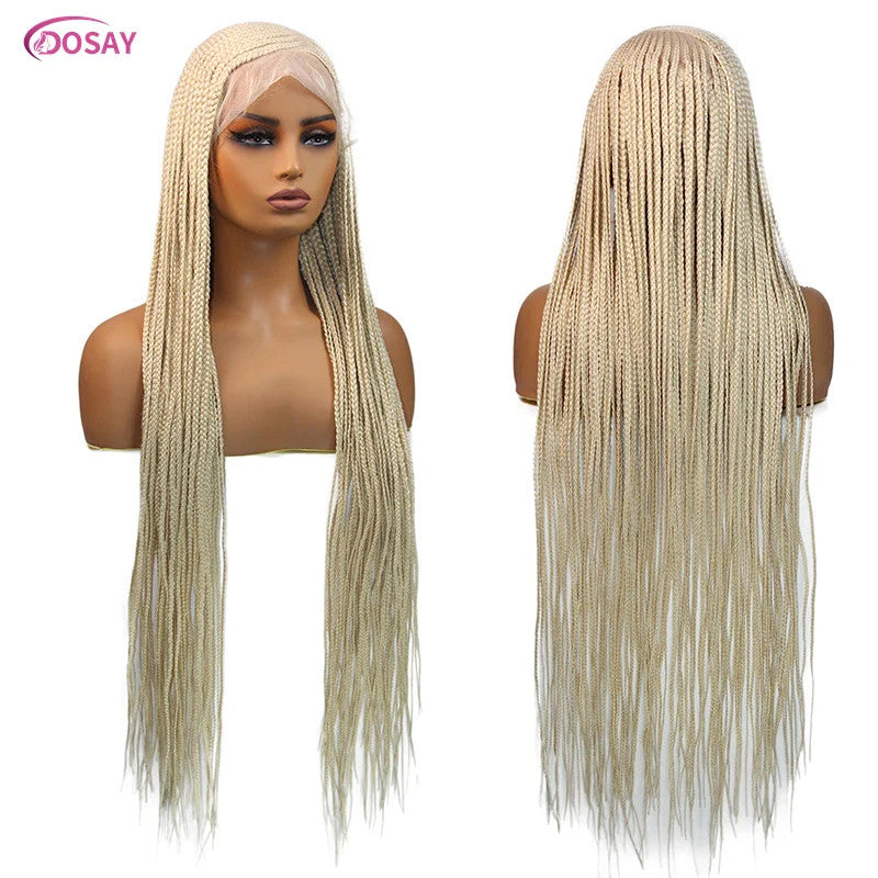 36" Cornrow Box Braided Wigs 613 Blonde Synthetic Wig for Women High Quality
