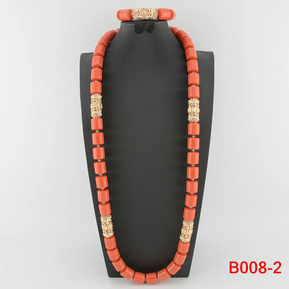Traditional Nigerian Wedding Artificial Coral Beads Bridal Jewelry Sets African