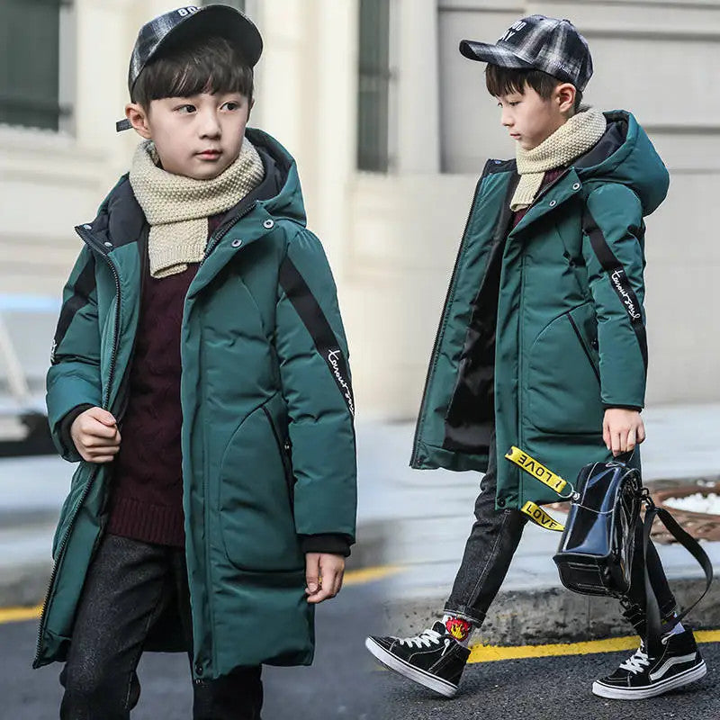 5-12 Years Old Boys Jacket 2023 Winter New Thicken Keep Warm Hooded Camouflage