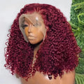 99J Burgundy Bob Deep Wave Lace Front Wigs Human Hair For Women 13x4 HD Lace
