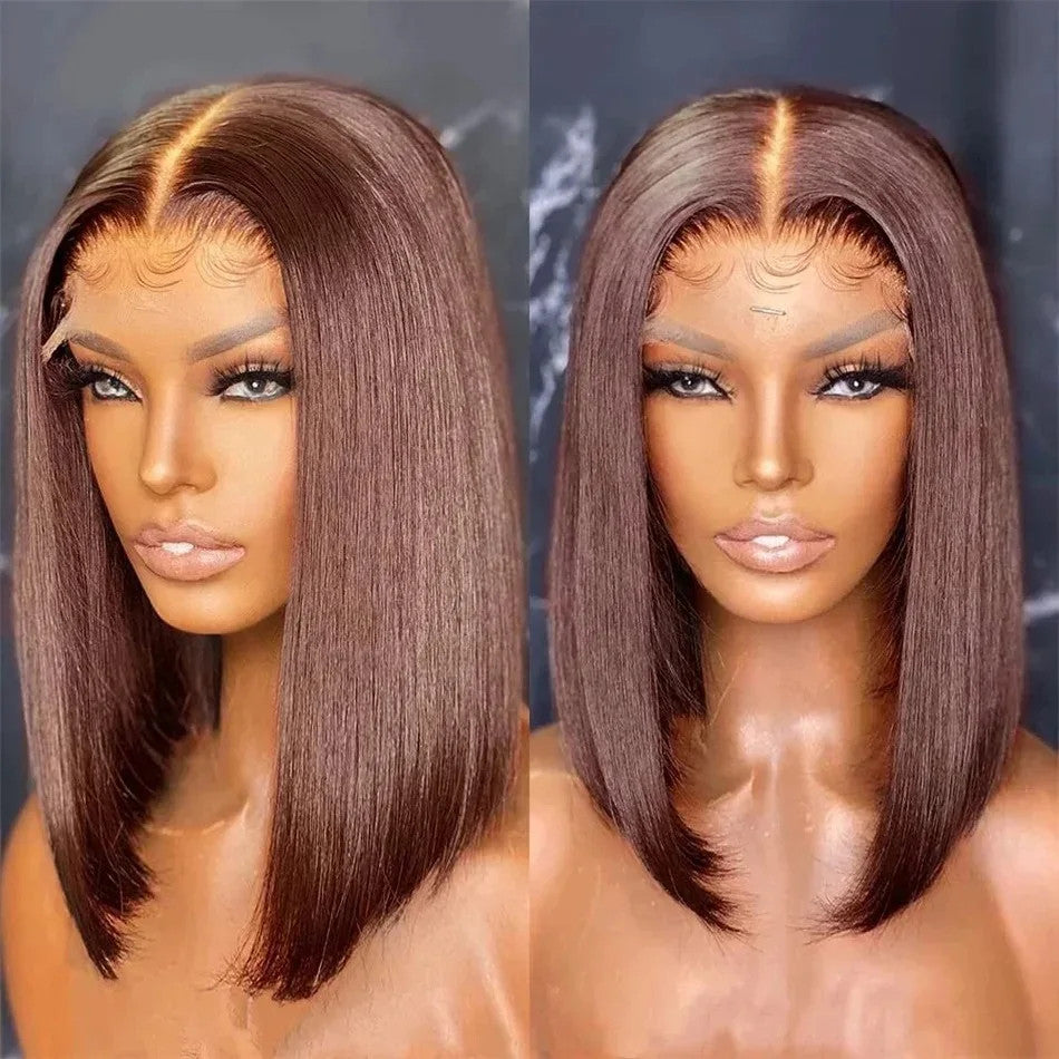 613 Blonde Short Bob Wig Transparent Lace Front Human Hair Wigs Straight 13X4