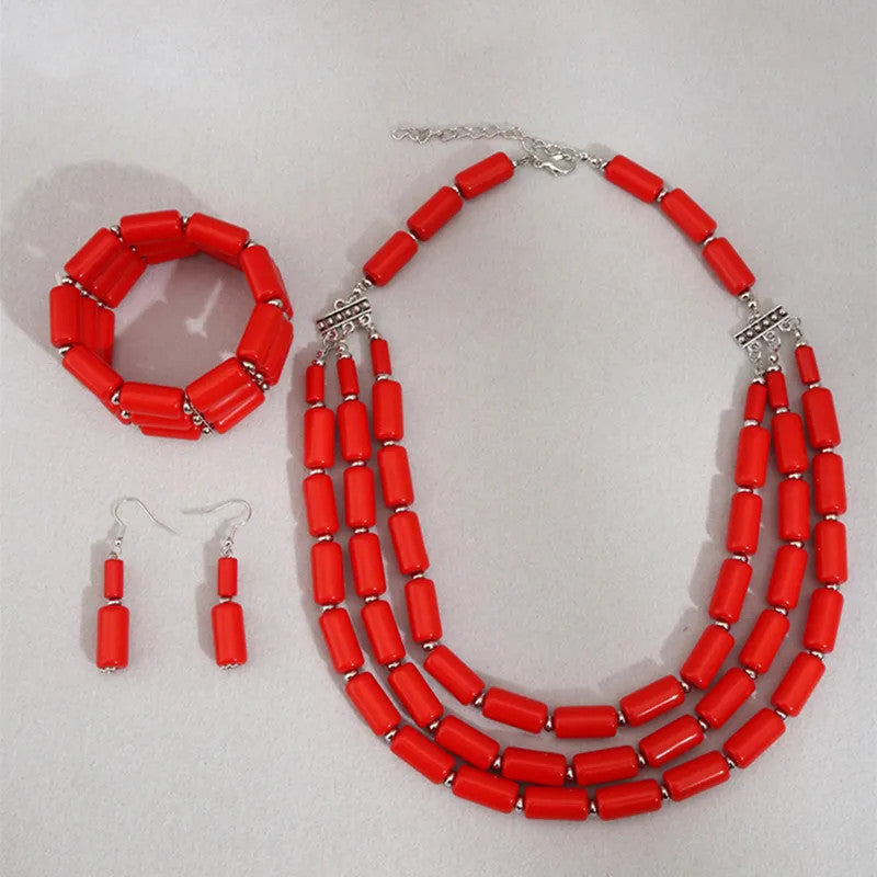 Fashion Jewelry sets Colorful Acrylic Wave Shaped Multilayer Necklace Earrings