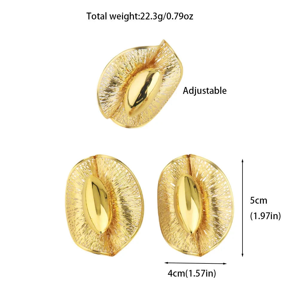 Gold Plated Earrings Ring Set for Women