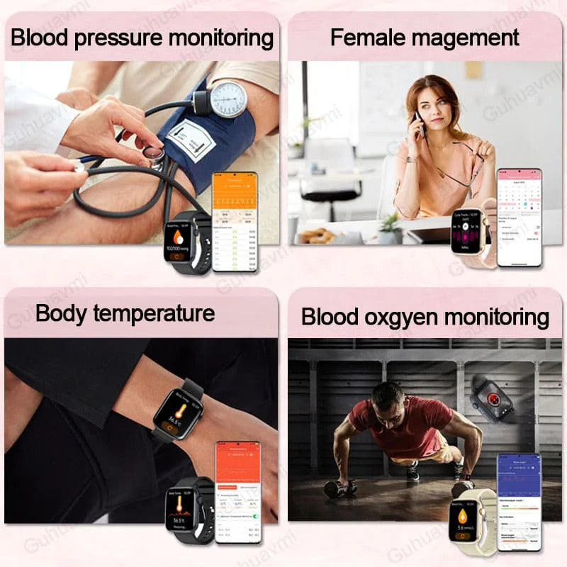 2025 AI Diagnosis NFC Smart Watch Women 1.85 inch AMOLED Blood pressure Heart