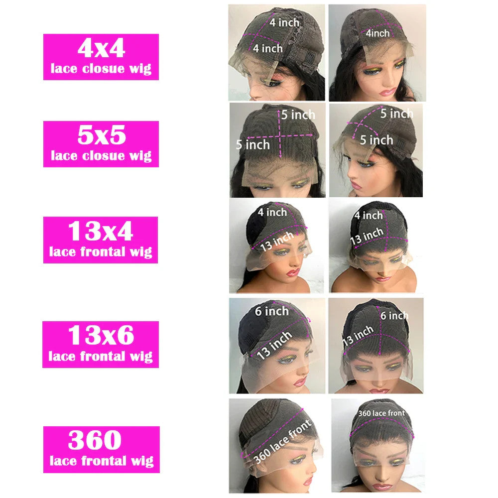 Body Wave Lace Front Human Hair Wig 30 40 Inches 200 Density Brazilian Remy