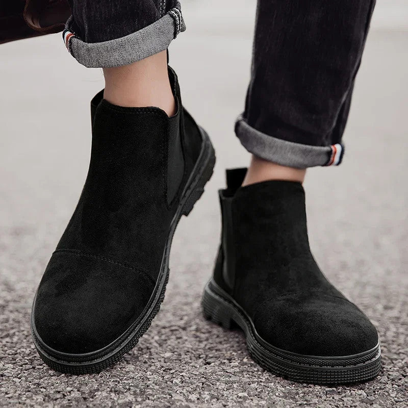 New Winter Boot Casual Shoes for Men Round Toe Slip-on Trendy All-match British