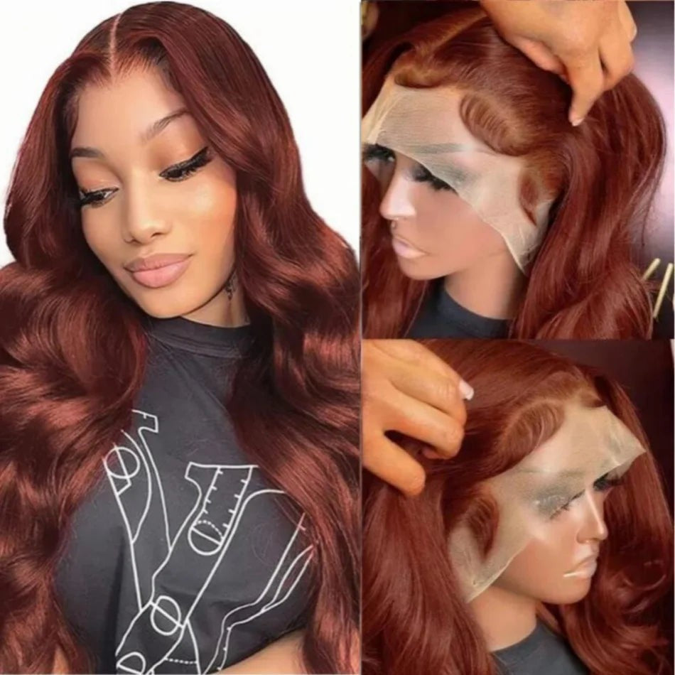 HD 13x4 Reddish Brown Lace Front Colored Glueless Human Hair Wigs Brazilian